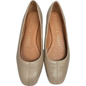 Chelsea & Violet Women's Gold Leather Ballet Flats Slip-on‎ Shoes Size 7.5 M